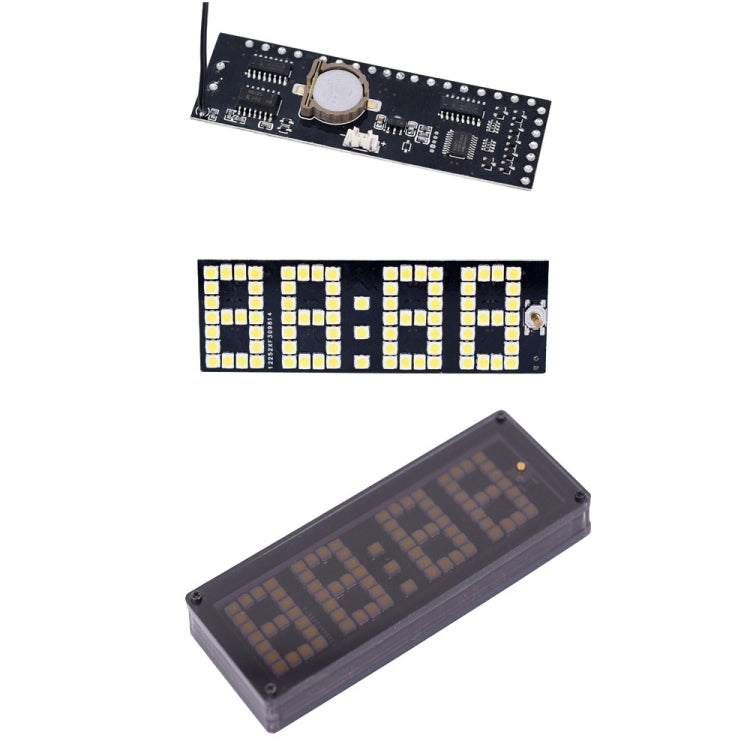 LED Dot Matrix Clock Car Thermometer Battery Voltage Measurement(White)