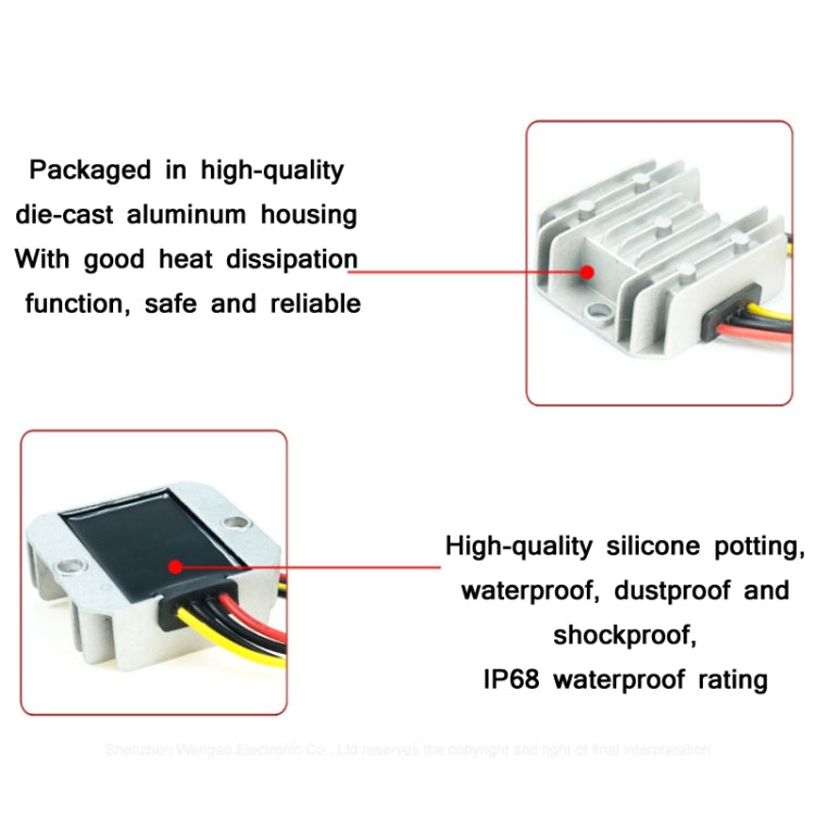 72W 12V To 24V 3A Water-resistant Car Voltage Regulator(WG-12S2403)