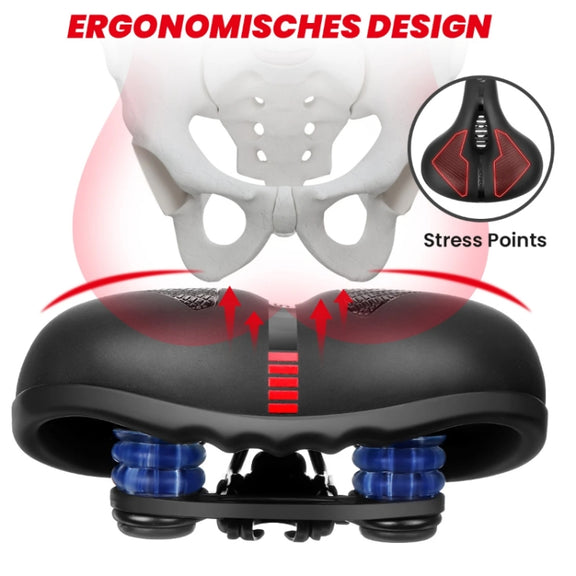 SGODDE Mountain Bike Shock Absorbing Thickened Soft Saddle(Black Red)