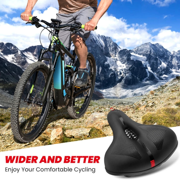 SGODDE Mountain Bike Shock Absorbing Thickened Soft Saddle(Black Red)