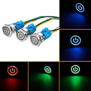 2 PCS 19mm Car Modified Metal Water-resistant Button Flat Switch With Light, Color: Self-lock Green Light
