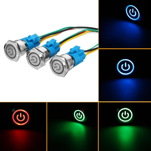 2 PCS 19mm Car Modified Metal Water-resistant Button Flat Switch With Light, Color: Self-lock Green Light