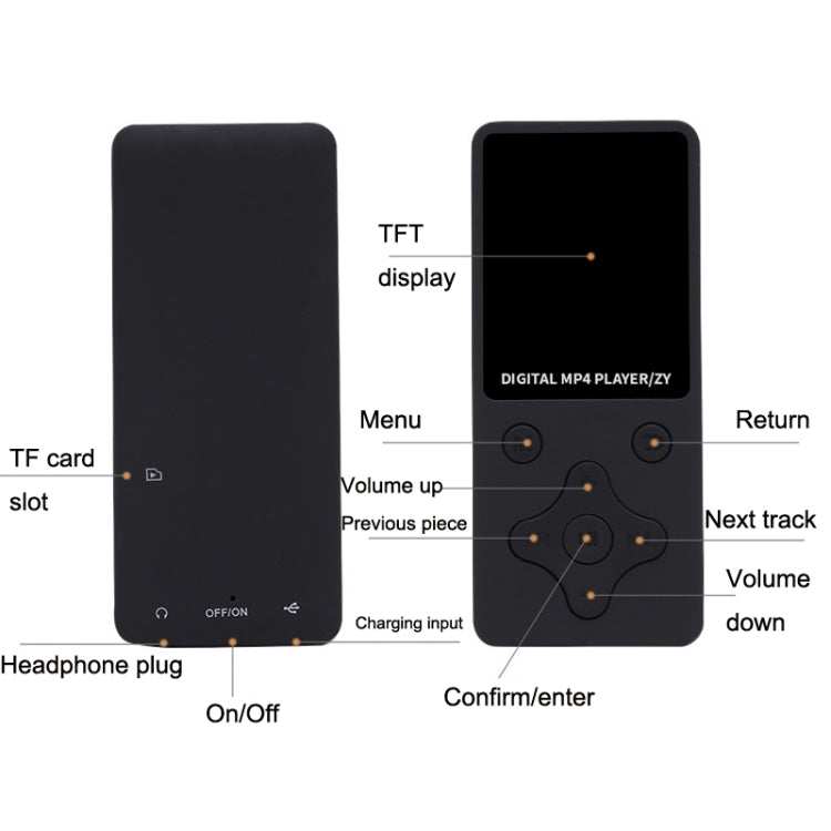 T68 Card Lossless Sound Quality Ultra-thin HD Video MP4 Player(Rose Gold)
