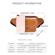 BULL CAPTAIN Cowhide Waist Bag Large Capacity Multifunctional Wallet For Men(Black)
