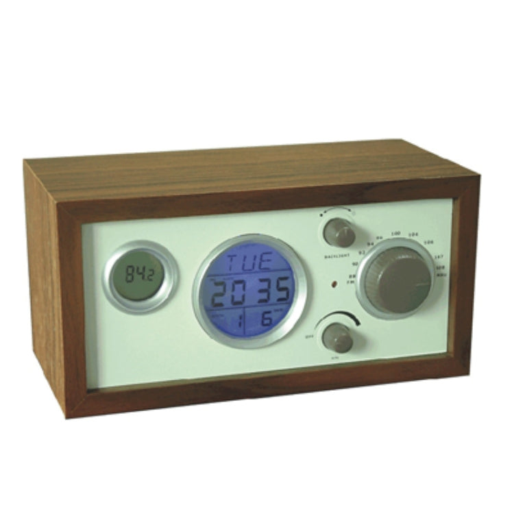 SY-601 Home Multifunctional Retro Wooden Radio Electronic Thermometer Alarm Clock(Random Color Delivery)