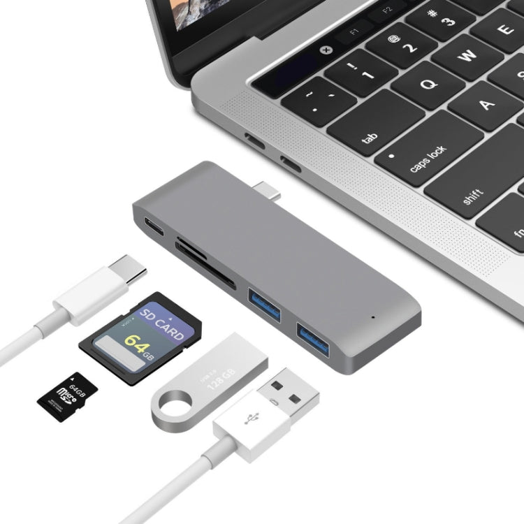 USB-C To HDMI Splitter Docking Station Card Reader, Specification： 5 in 1 Gray
