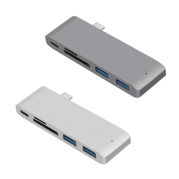 USB-C To HDMI Splitter Docking Station Card Reader, Specification： 5 in 1 Silver