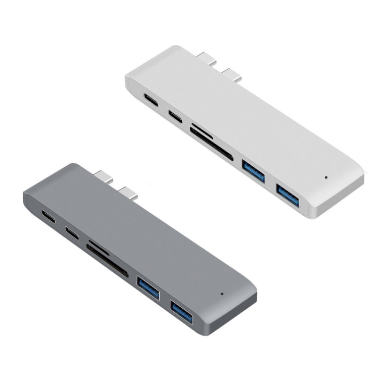 USB-C To HDMI Splitter Docking Station Card Reader, Specification： 6 in 1 Silver