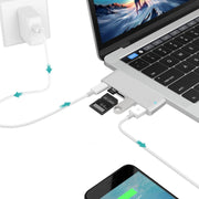 USB-C To HDMI Splitter Docking Station Card Reader, Specification： 6 in 1 Silver