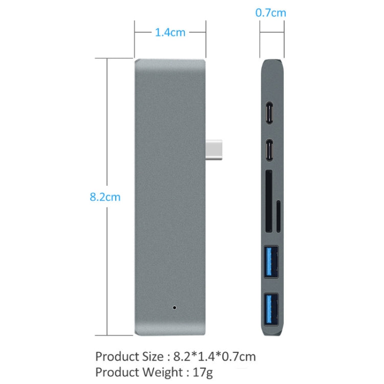 TYPE-C To 4K HDMI HUB Docking Station TF/SD Card Reader For MacBook Pro(Grey)