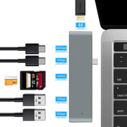 TYPE-C To 4K HDMI HUB Docking Station TF/SD Card Reader For MacBook Pro(Grey)