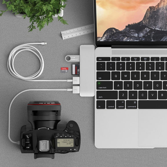 TYPE-C To 4K HDMI HUB Docking Station TF/SD Card Reader For MacBook Pro(Grey)