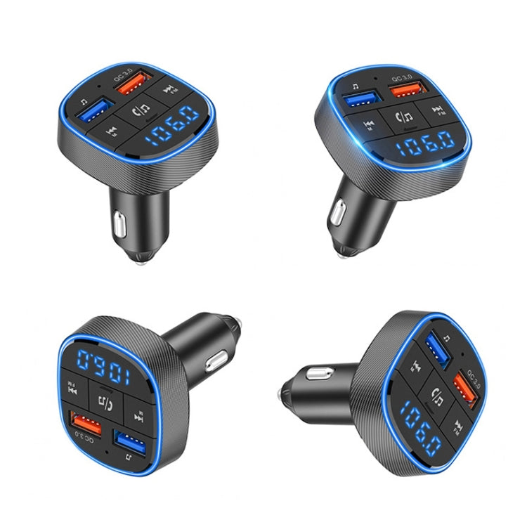 QC3.0 Fast Charge Car Bluetooth MP3 Player Car FM Transmitter(Black)