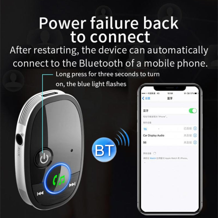 Car Bluetooth Receiver Music Player Wireless Audio Converter(Black)