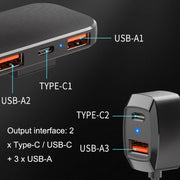 SC02 5 In 1 Mobile Phone Fast Recharge Car Charger