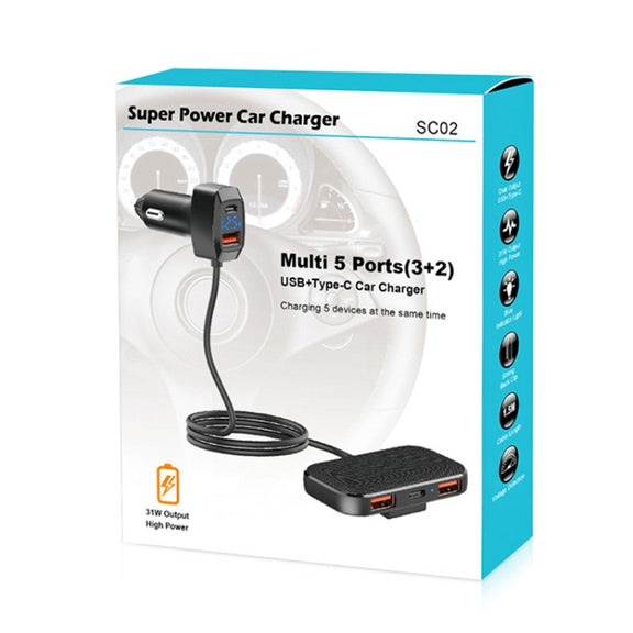 SC02 5 In 1 Mobile Phone Fast Recharge Car Charger