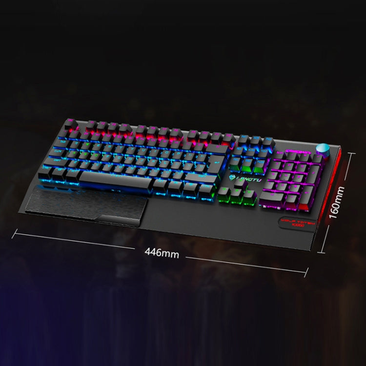 LANGTU K1000 104 Keys Luminous Wired Keyboard, Cable Length: 1.5m(Black Black Shaft Ice Blue Light)