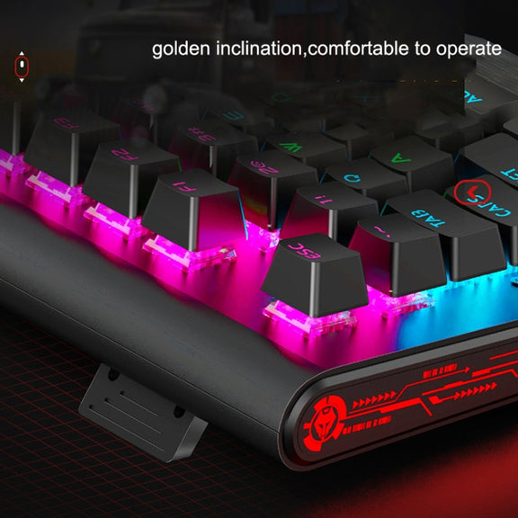 LANGTU K1000 104 Keys Luminous Wired Keyboard, Cable Length: 1.5m(Black Black Shaft Ice Blue Light)
