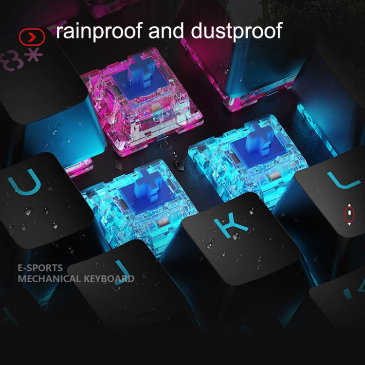 LANGTU K1000 104 Keys Luminous Wired Keyboard, Cable Length: 1.5m(Black Black Shaft Ice Blue Light)