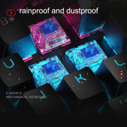 LANGTU K1000 104 Keys Luminous Wired Keyboard, Cable Length: 1.5m(Black Black Shaft Ice Blue Light)