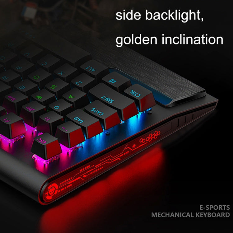 LANGTU K1000 104 Keys Luminous Wired Keyboard, Cable Length: 1.5m(Black Black Shaft Ice Blue Light)