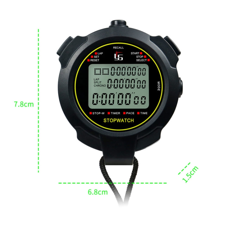 YS Stopwatch Timer Training Fitness Competition Stopwatch, Style: YS-710 10 Memories(Black)