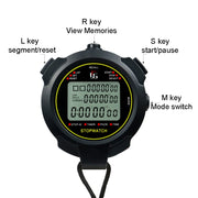 YS Stopwatch Timer Training Fitness Competition Stopwatch, Style: YS-710 10 Memories(Black)