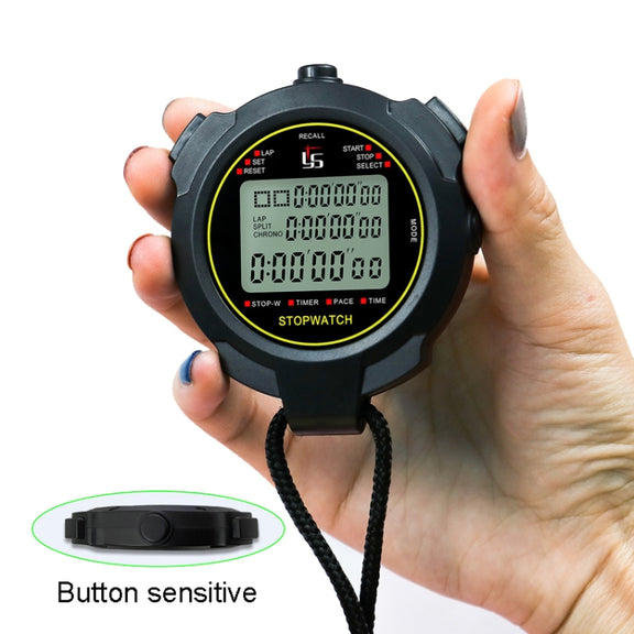 YS Stopwatch Timer Training Fitness Competition Stopwatch, Style: YS-710 10 Memories(Black)