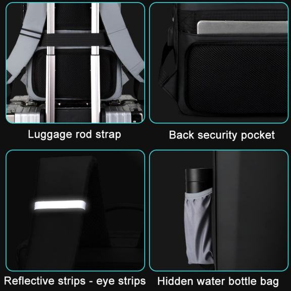 ABS Hard Shell Gaming Computer Backpack, Color: 17.3 inches (Black)