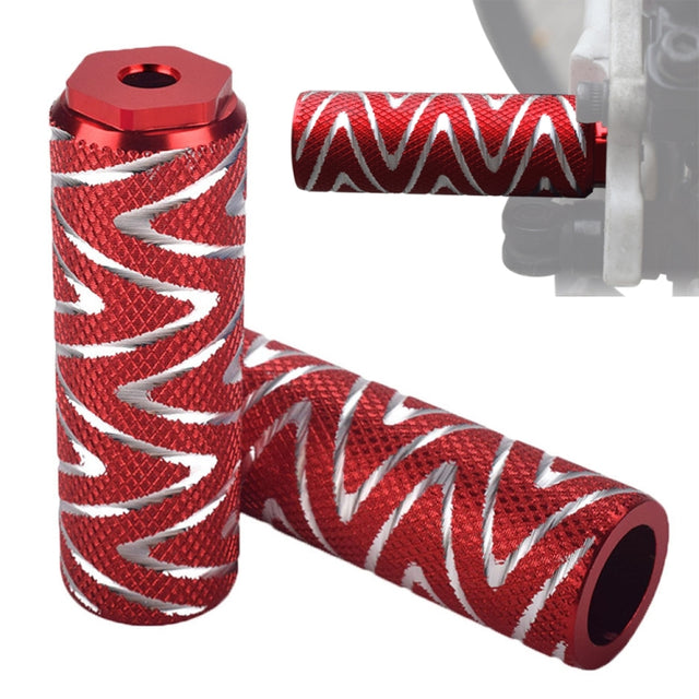 FMFXTR Bicycle Back Seat Foot Pedal Universal Back Rear Post, Color: Red Small Hole Short