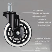 Furniture PU Universal Plug Caster Office Chair Mute Wheel, Size: 2 Inch