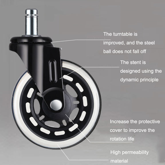 Furniture PU Universal Plug Caster Office Chair Mute Wheel, Size: 2 Inch