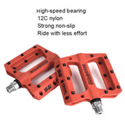FMFXTR Mountain Bicycle Pedal Nylon Fiber Bearing Non-Slip Pedal(SG-12B Red)