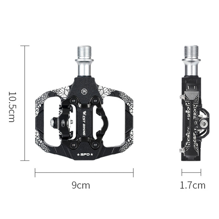 A Pair WEST BIKING YP0802086 Mountain Bike Aluminum Bearing Pedals(Blue)