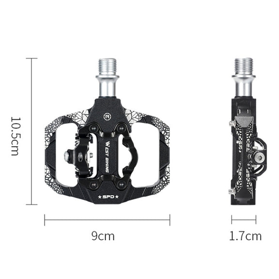 A Pair WEST BIKING YP0802086 Mountain Bike Aluminum Bearing Pedals(Blue)