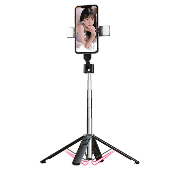 Phone Live Bracket Bluetooth Selfie Tripod, High: 102CM (Stainless Steel + Dual Fill Lights)