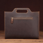 Genuine Leather Vintage Shoulder Bag Crossbody Portable Business Briefcase(Dark Coffee)