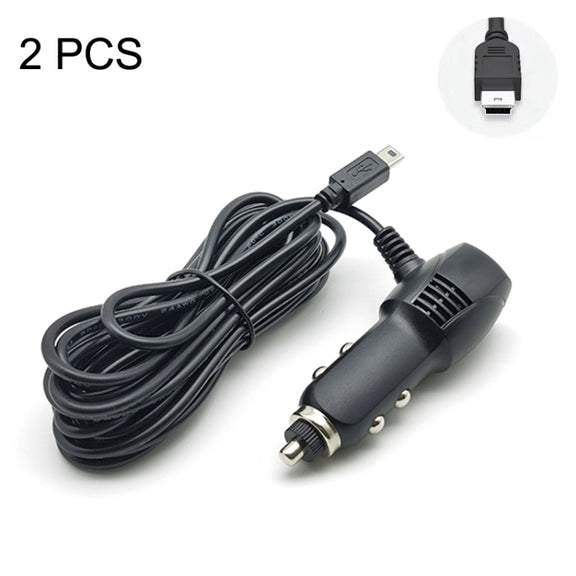 2 PCS Car Charger Fast Charging Driving Recorder Supply Line, Style: 1.5A+2.4A(Mini Straight Head)