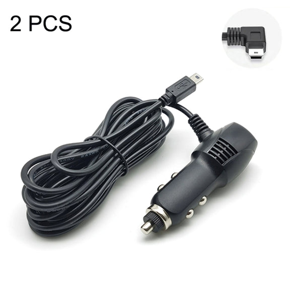 2 PCS Car Charger Fast Charging Driving Recorder Supply Line, Style: 1.5A+2.4A(Mini Right Bend)