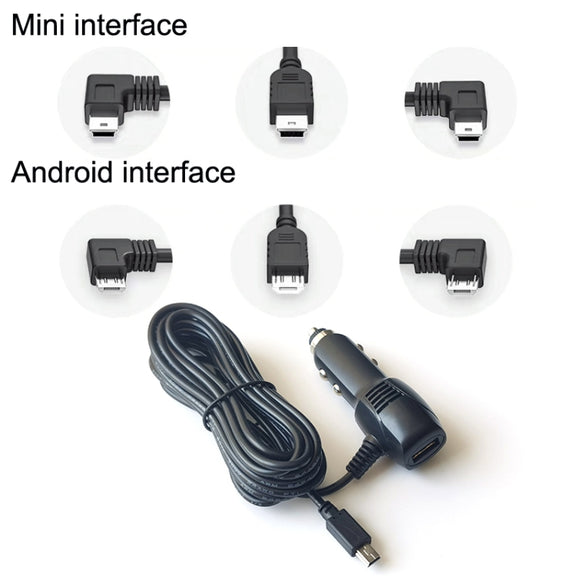 2 PCS Car Charger Fast Charging Driving Recorder Supply Line, Style: 1.5A+2.4A(Mini Right Bend)