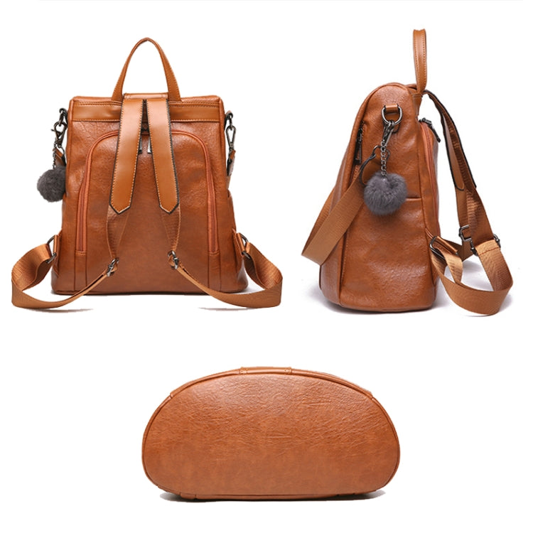 TFZ468 Vintage PU Soft Leather Ladies Backpack(Khaki)