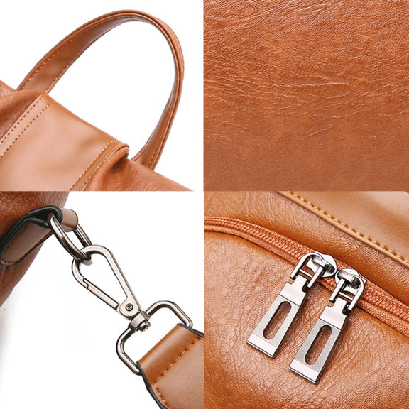 TFZ468 Vintage PU Soft Leather Ladies Backpack(Khaki)