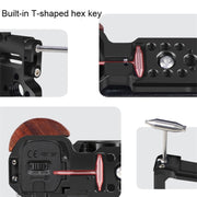 Alloy Rabbit Cage With Wooden Handle for Sony ZV-E10 Camera(Black)