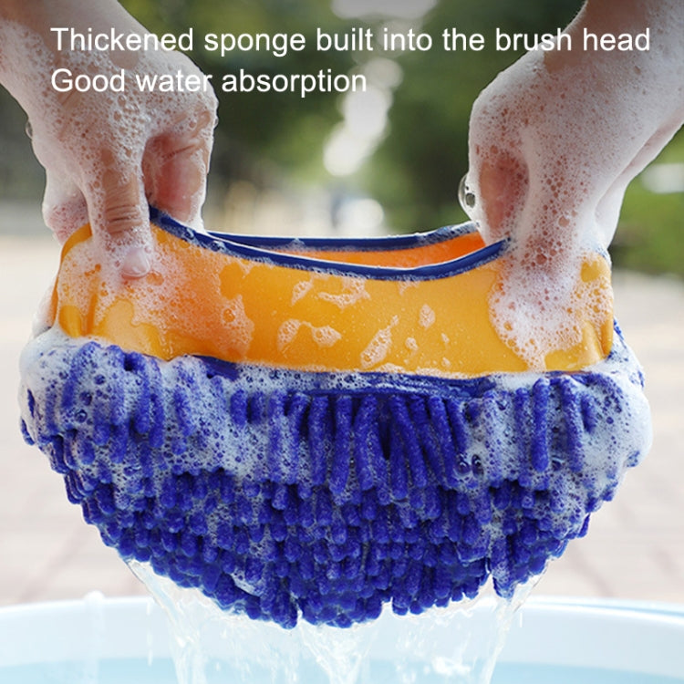 Retractable Curved Rod Soft Fur Car Wash Mop(Yellow Blue)