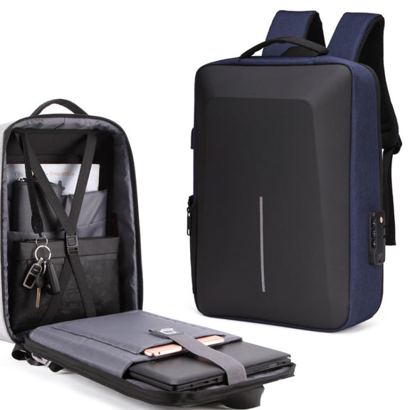 Men Business Shoulder USB External Interface Computer Bag, Color: 8001 Blue