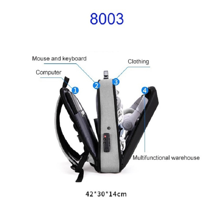 Hard Shell Backpack Alloy Frame Anti-Theft Computer Bag For Men, Color: 8003 Black