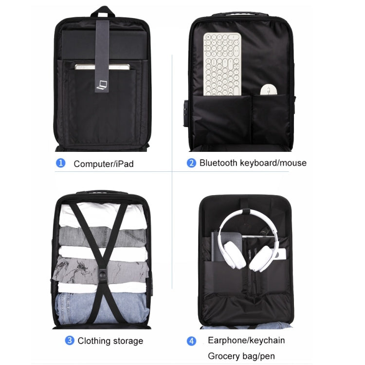 Hard Shell Backpack Alloy Frame Anti-Theft Computer Bag For Men, Color: 8003 Black