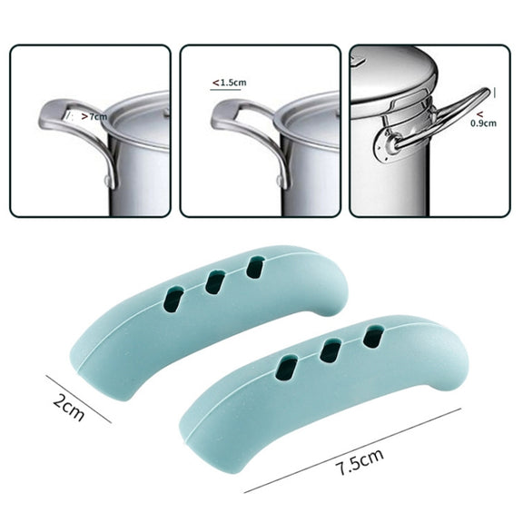 1 Pair Silicone Pot Handle Insulation Cover Iron Pot Handle Cover(Light Green)