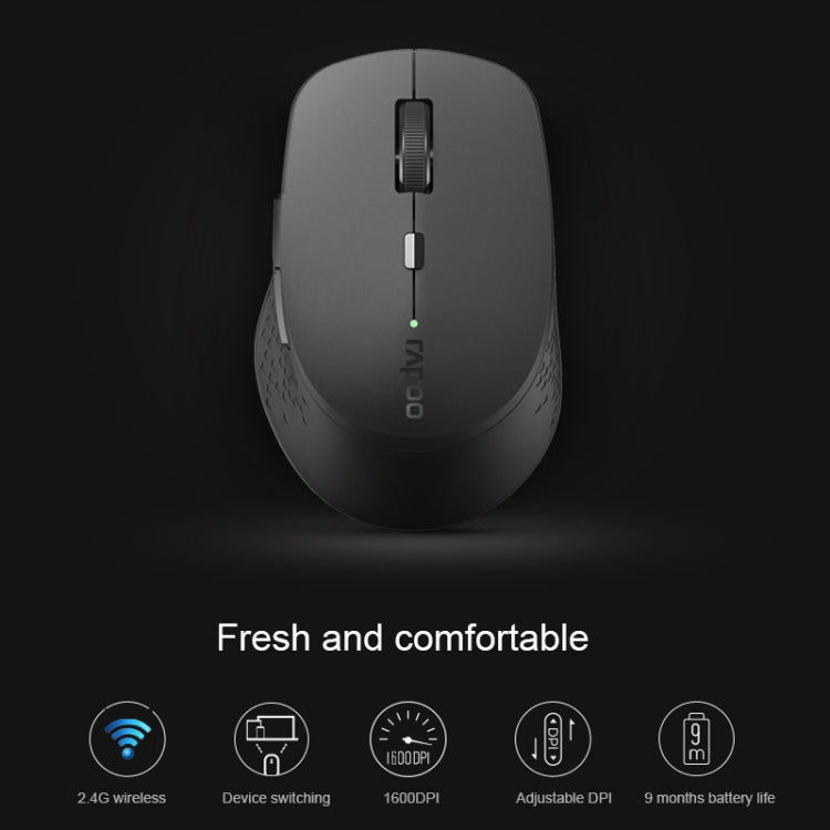 Rapoo M300G 1600DPI 3 Keys Laptop Office Silent Wireless Bluetooth Mouse(Deep Gray)