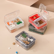 Imakara Mini Square Portable Sealed Medicine Cutter Dispenser Box(Red)